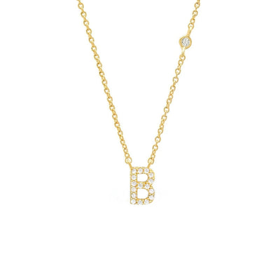 Initial Zircon Necklace-S925 Silver Solid