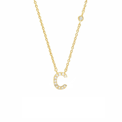 Initial Zircon Necklace-S925 Silver Solid