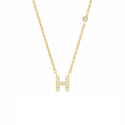 Initial Zircon Necklace-S925 Silver Solid