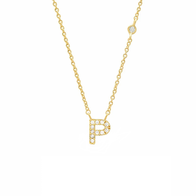 Initial Zircon Necklace-S925 Silver Solid