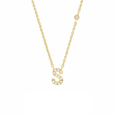 Initial Zircon Necklace-S925 Silver Solid