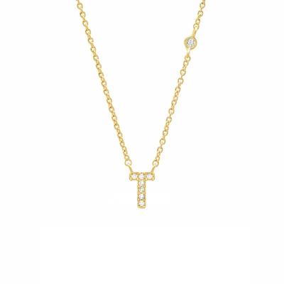 Initial Zircon Necklace-S925 Silver Solid