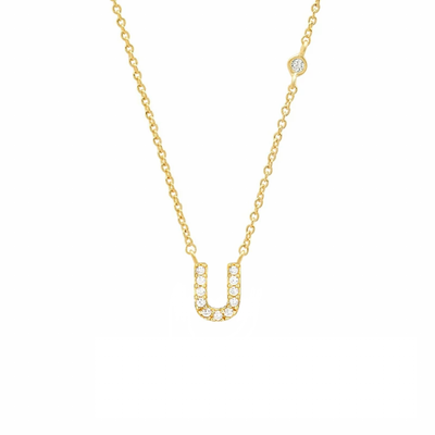 Initial Zircon Necklace-S925 Silver Solid
