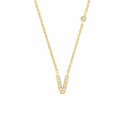 Initial Zircon Necklace-S925 Silver Solid