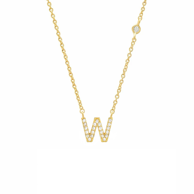Initial Zircon Necklace-S925 Silver Solid