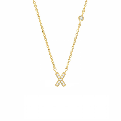 Initial Zircon Necklace-S925 Silver Solid