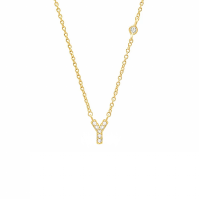 Initial Zircon Necklace-S925 Silver Solid