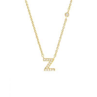 Initial Zircon Necklace-S925 Silver Solid