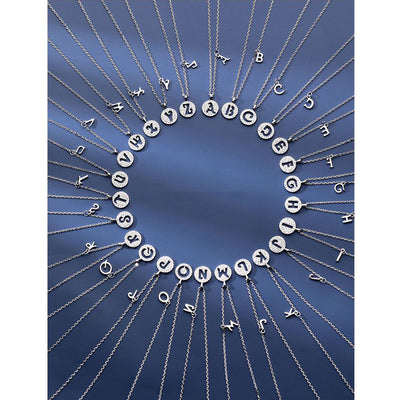 Letter Circle Zircon Necklace-S925 Solid Silver