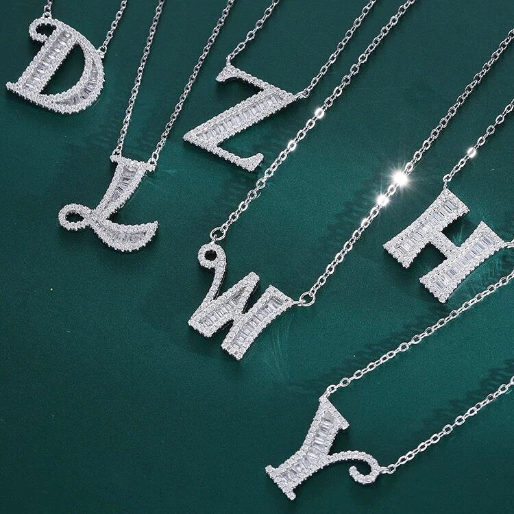 Initial Zircon Necklace-S925 Solid Silver