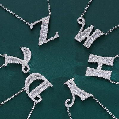 Initial Zircon Necklace-S925 Solid Silver