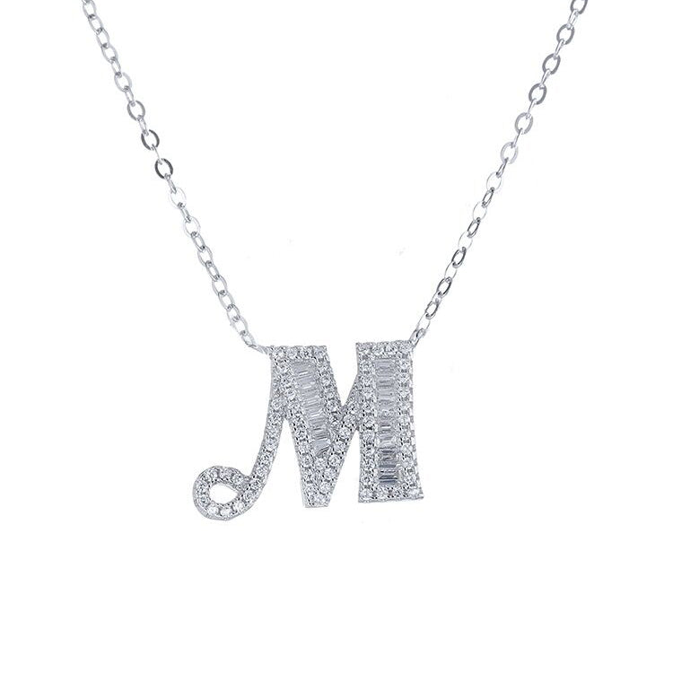 Initial Zircon Necklace-S925 Solid Silver