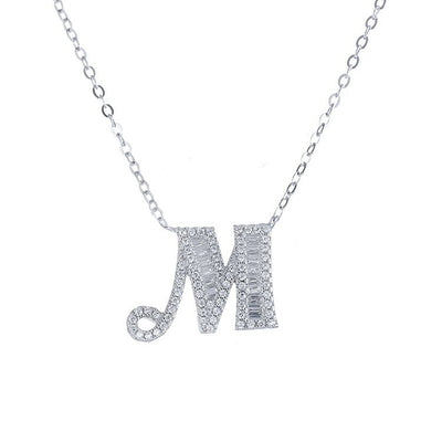 Initial Zircon Necklace-S925 Solid Silver