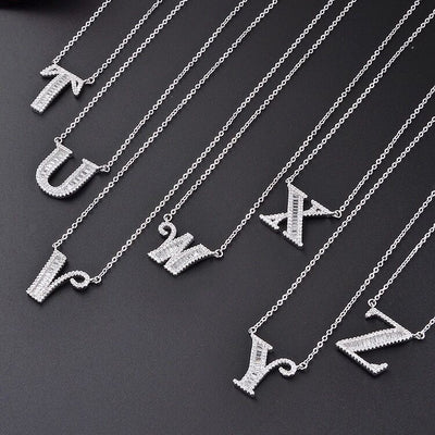 Initial Zircon Necklace-S925 Solid Silver