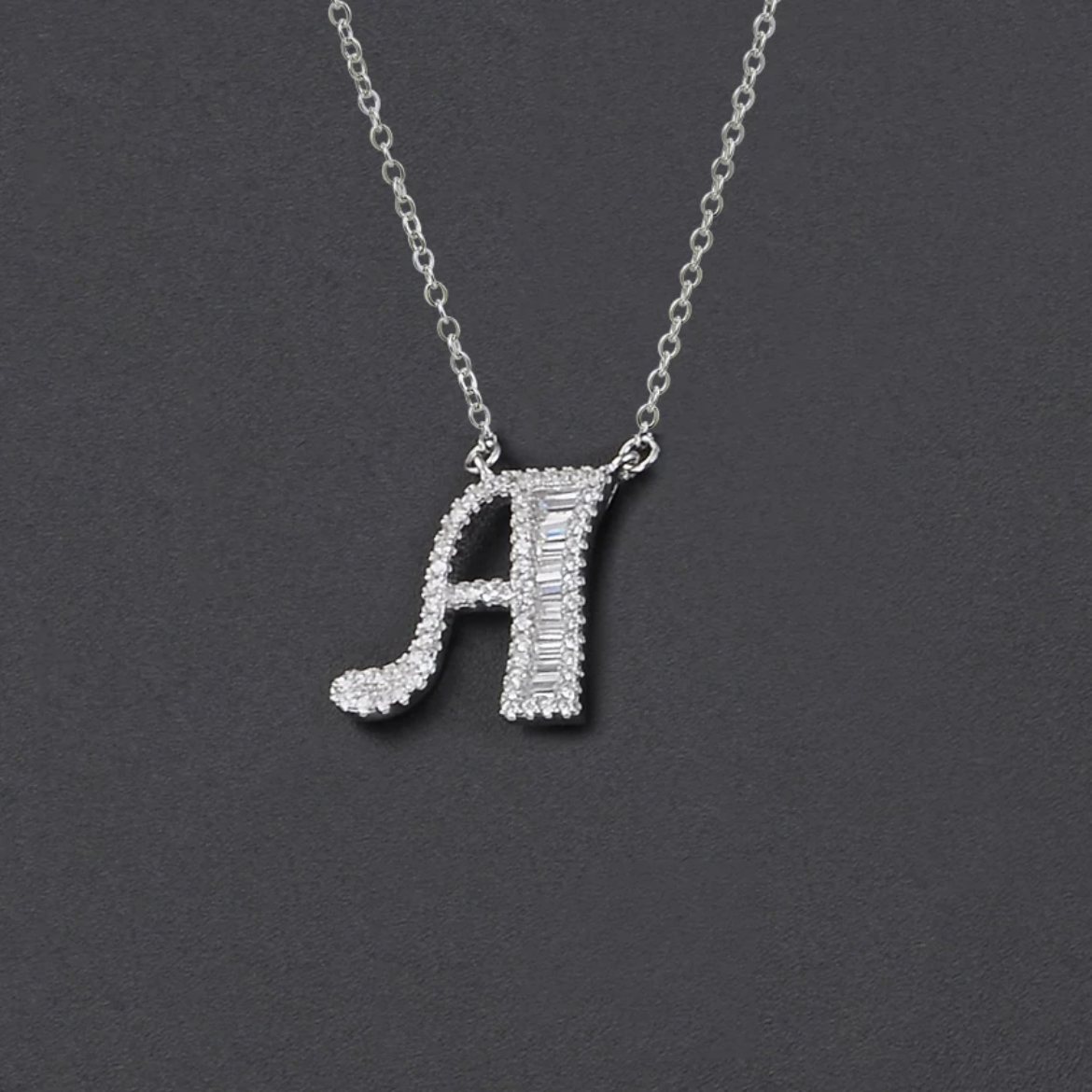 Initial Zircon Necklace-S925 Solid Silver