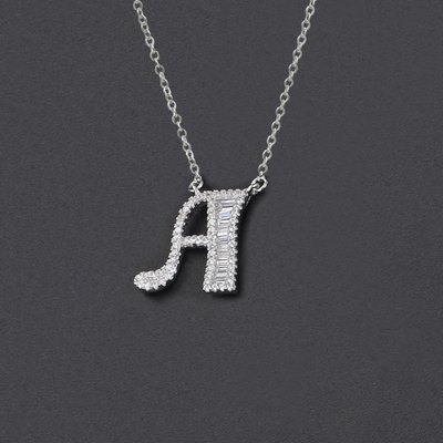 Initial Zircon Necklace-S925 Solid Silver