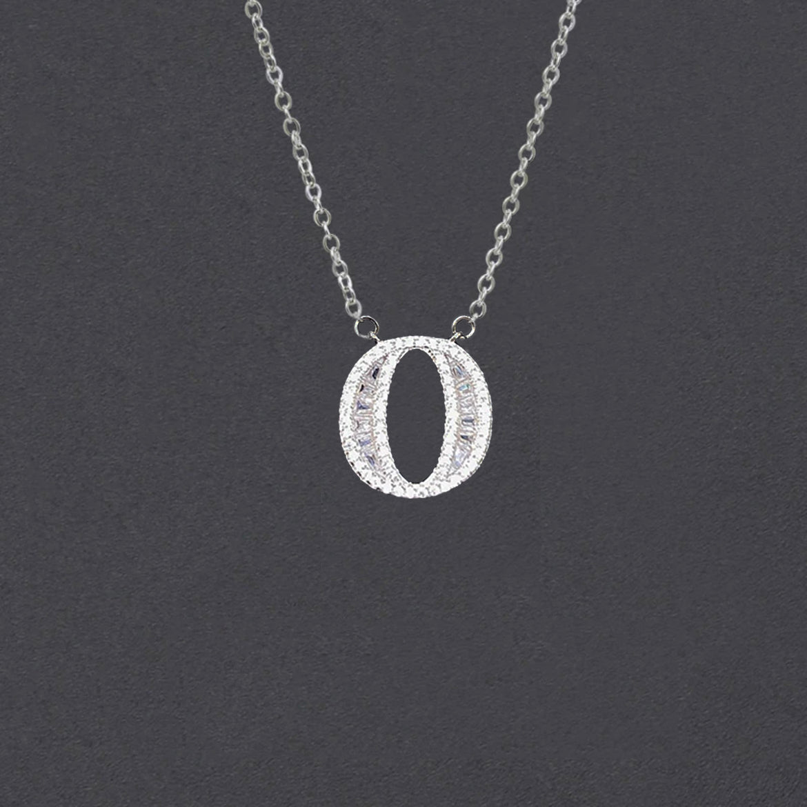 Initial Zircon Necklace-S925 Solid Silver