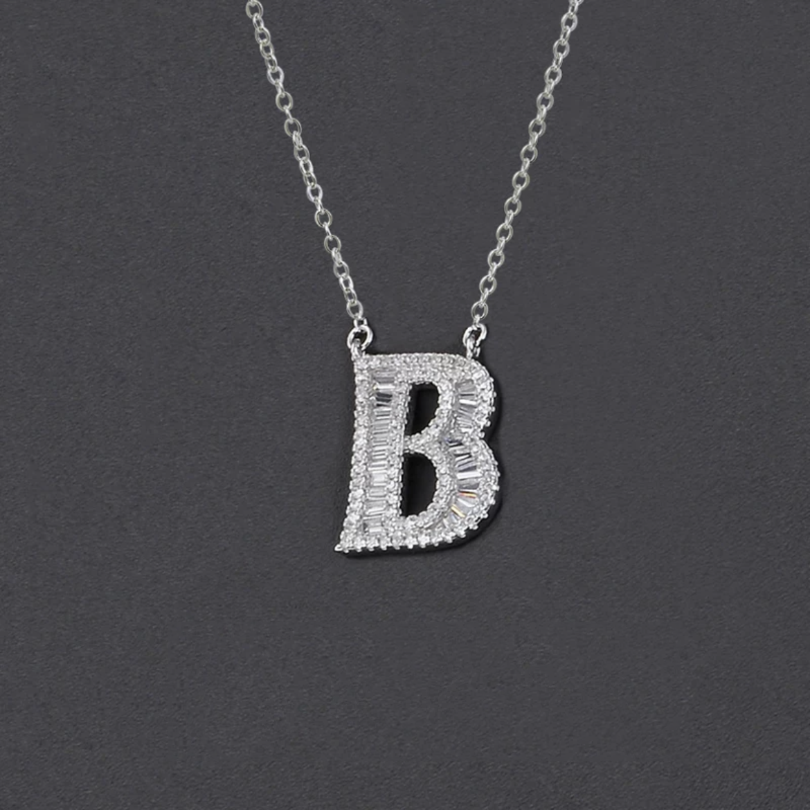 Initial Zircon Necklace-S925 Solid Silver