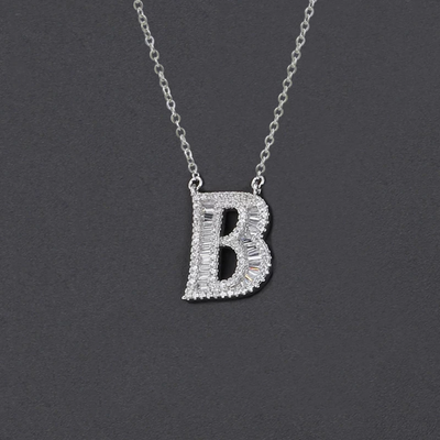 Initial Zircon Necklace-S925 Solid Silver