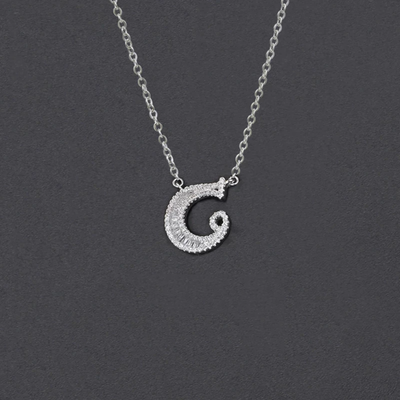 Initial Zircon Necklace-S925 Solid Silver