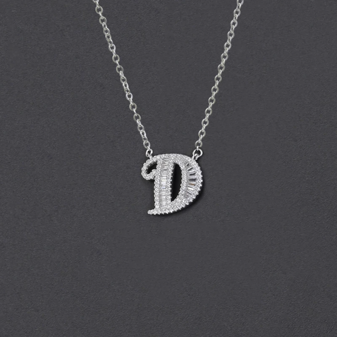 Initial Zircon Necklace-S925 Solid Silver