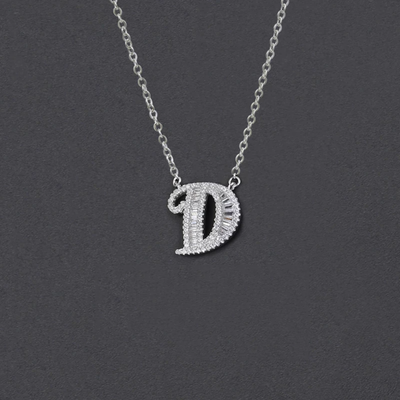Initial Zircon Necklace-S925 Solid Silver