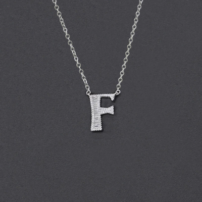 Initial Zircon Necklace-S925 Solid Silver