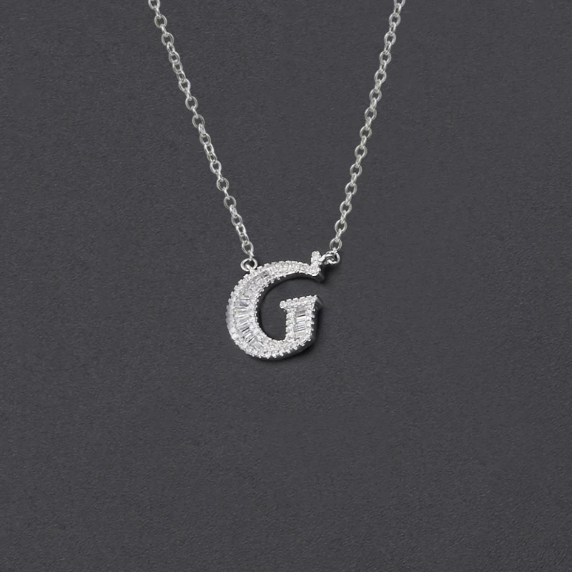 Initial Zircon Necklace-S925 Solid Silver