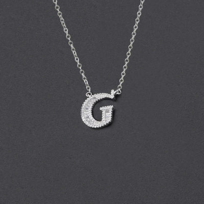 Initial Zircon Necklace-S925 Solid Silver