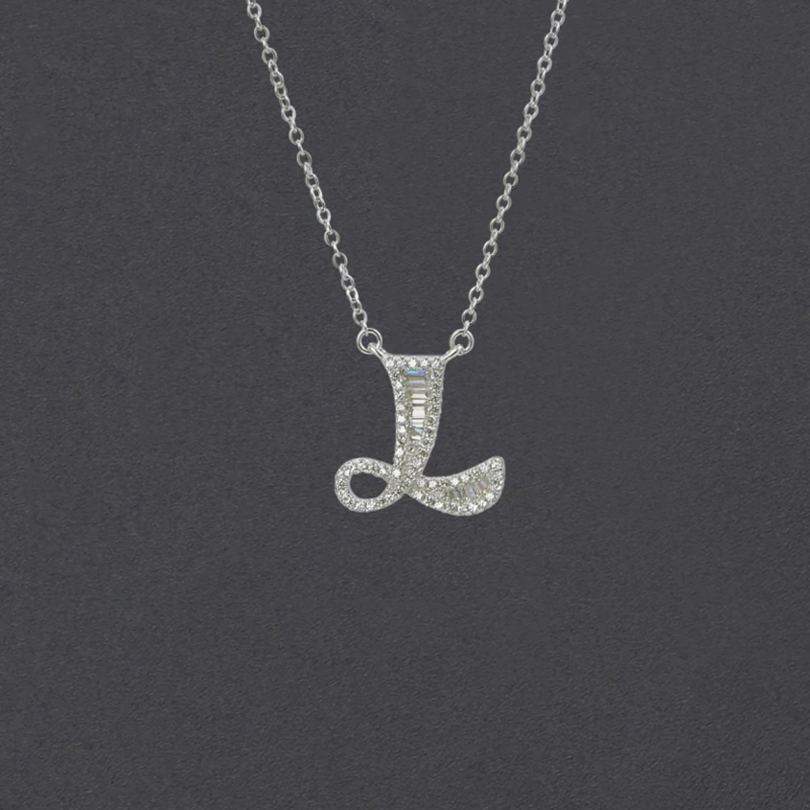 Initial Zircon Necklace-S925 Solid Silver