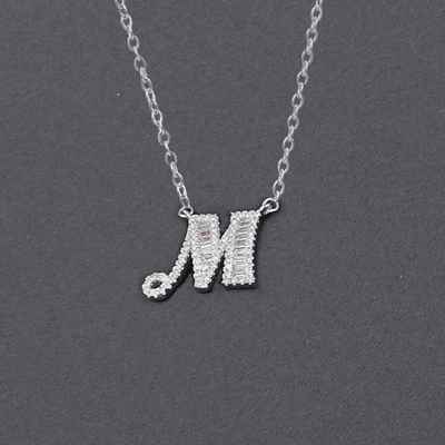 Initial Zircon Necklace-S925 Solid Silver