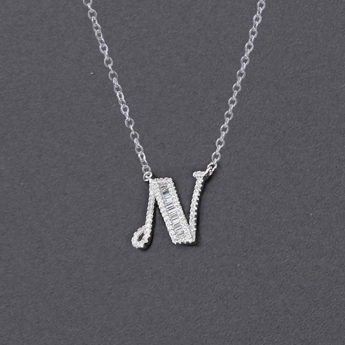 Initial Zircon Necklace-S925 Solid Silver