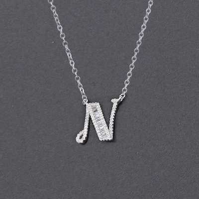 Initial Zircon Necklace-S925 Solid Silver