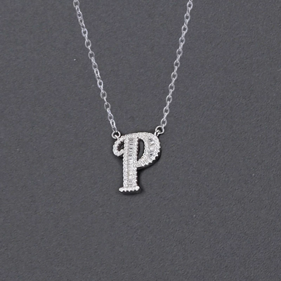 Initial Zircon Necklace-S925 Solid Silver