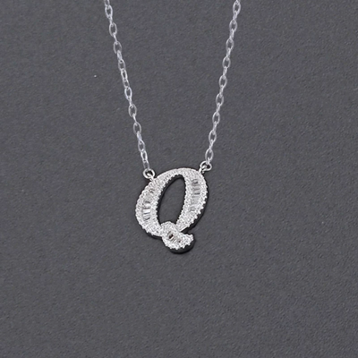 Initial Zircon Necklace-S925 Solid Silver