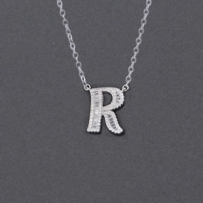Initial Zircon Necklace-S925 Solid Silver