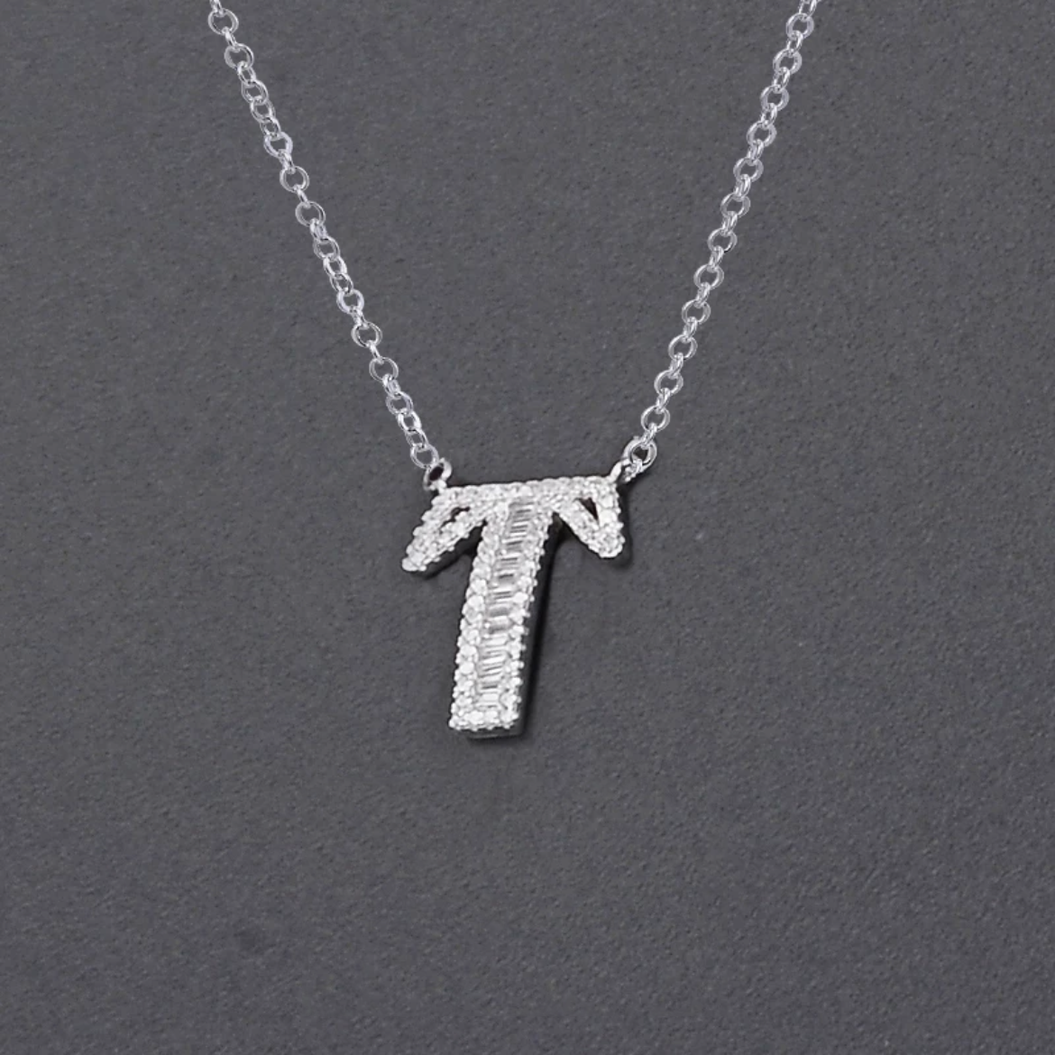 Initial Zircon Necklace-S925 Solid Silver