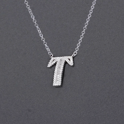 Initial Zircon Necklace-S925 Solid Silver