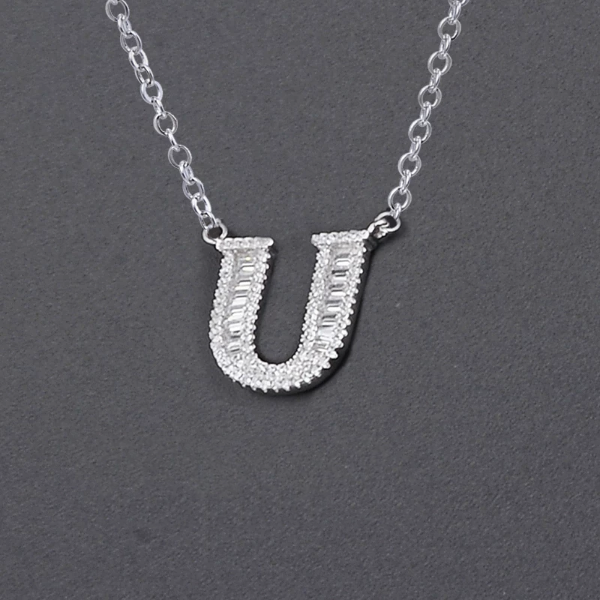 Initial Zircon Necklace-S925 Solid Silver
