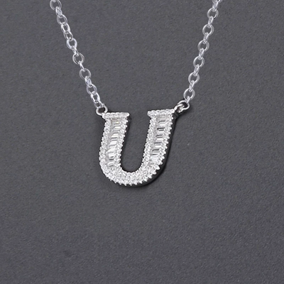 Initial Zircon Necklace-S925 Solid Silver