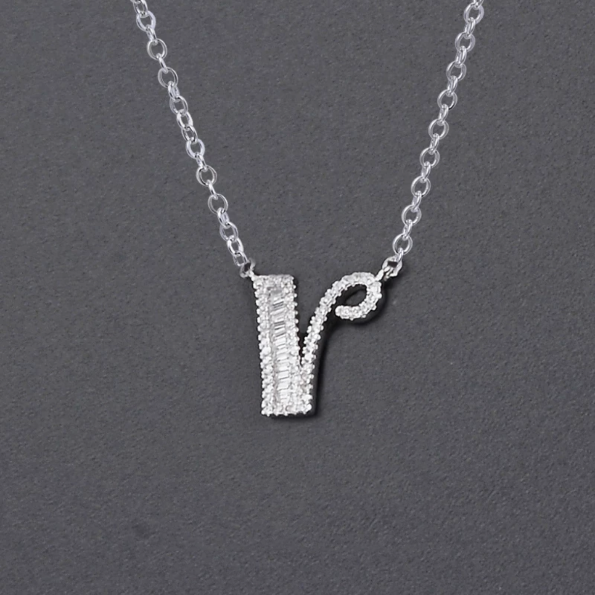 Initial Zircon Necklace-S925 Solid Silver