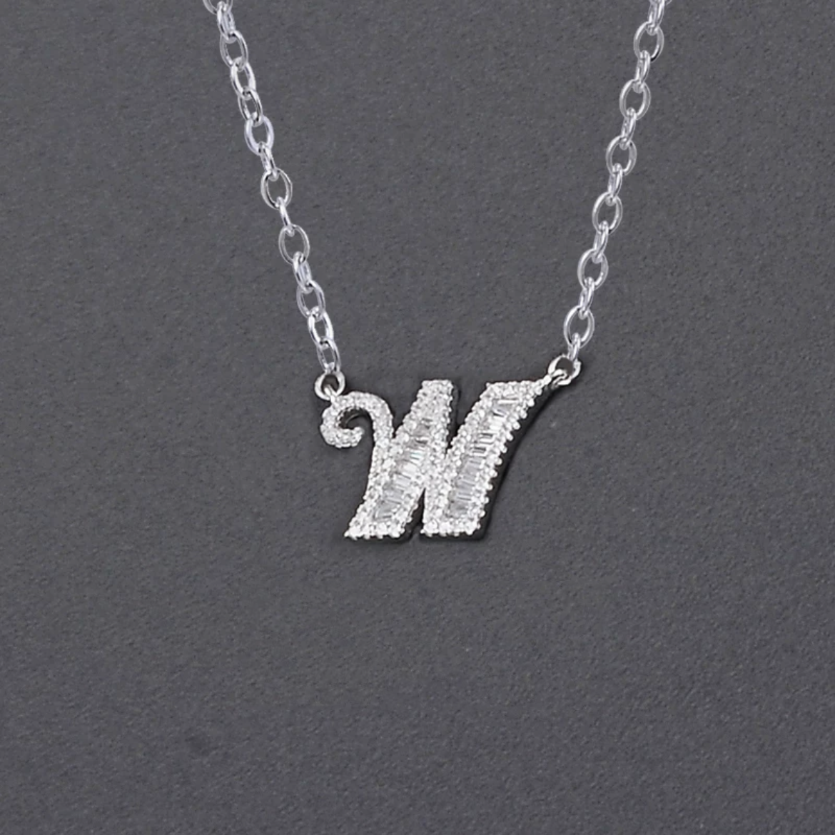Initial Zircon Necklace-S925 Solid Silver