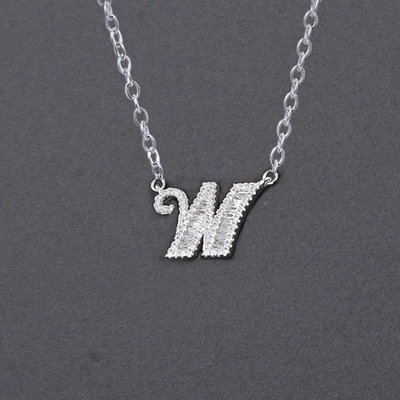Initial Zircon Necklace-S925 Solid Silver