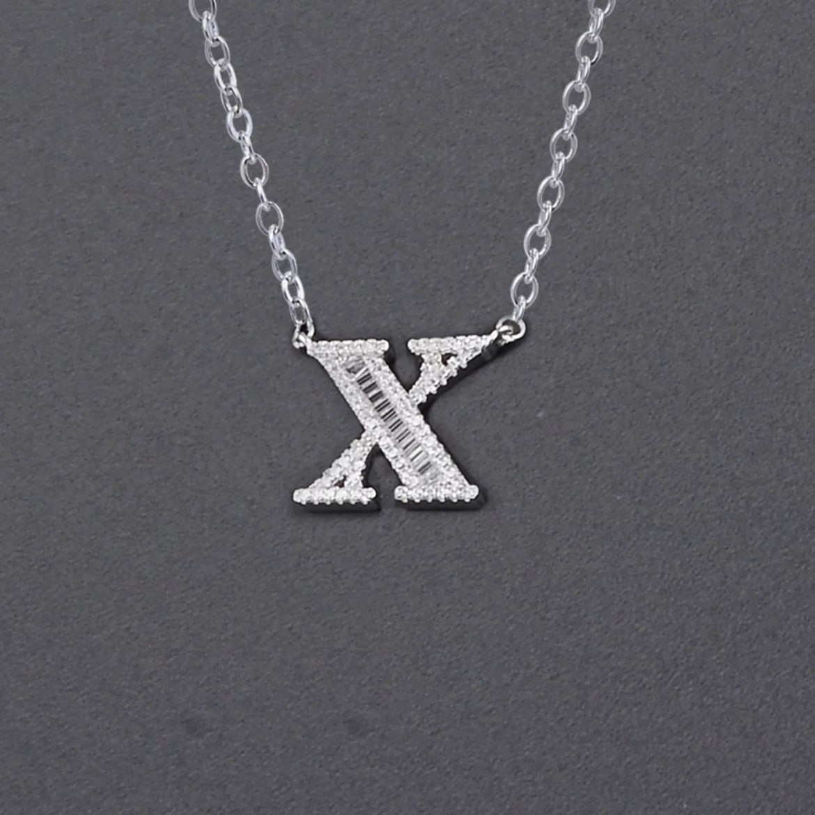 Initial Zircon Necklace-S925 Solid Silver