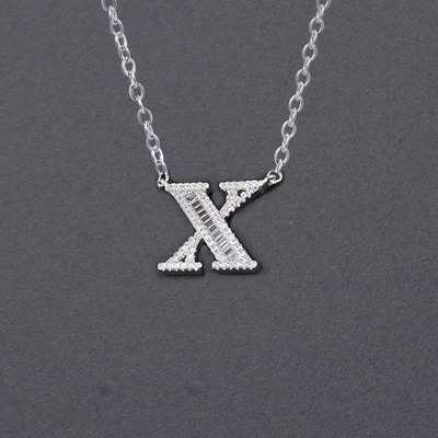 Initial Zircon Necklace-S925 Solid Silver