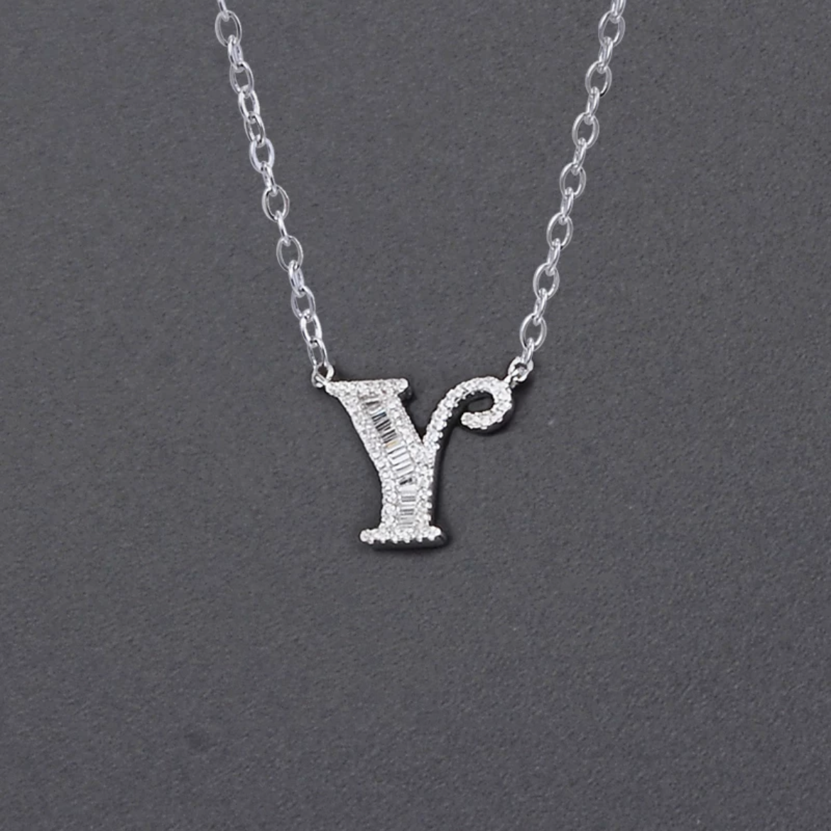 Initial Zircon Necklace-S925 Solid Silver