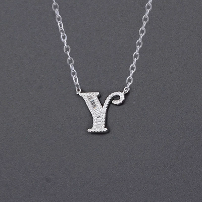 Initial Zircon Necklace-S925 Solid Silver