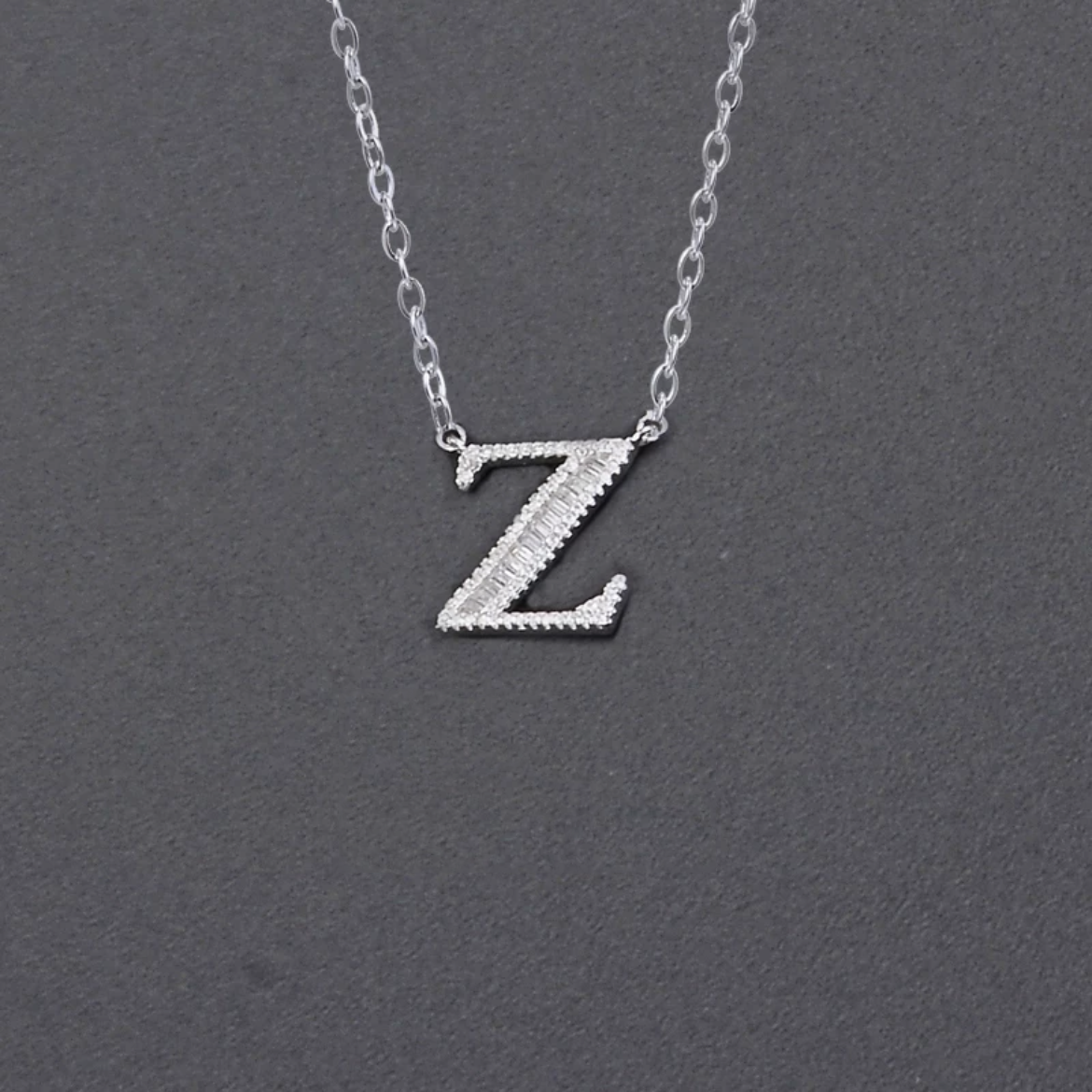 Initial Zircon Necklace-S925 Solid Silver