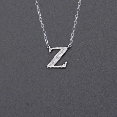Initial Zircon Necklace-S925 Solid Silver