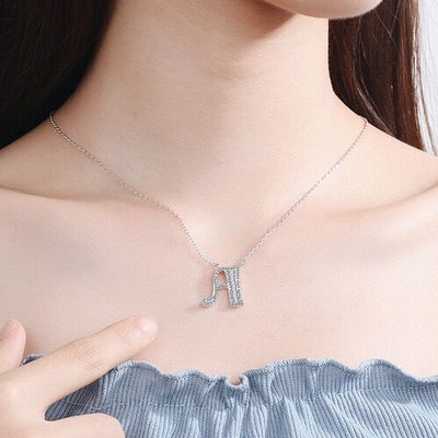 Initial Zircon Necklace-S925 Solid Silver